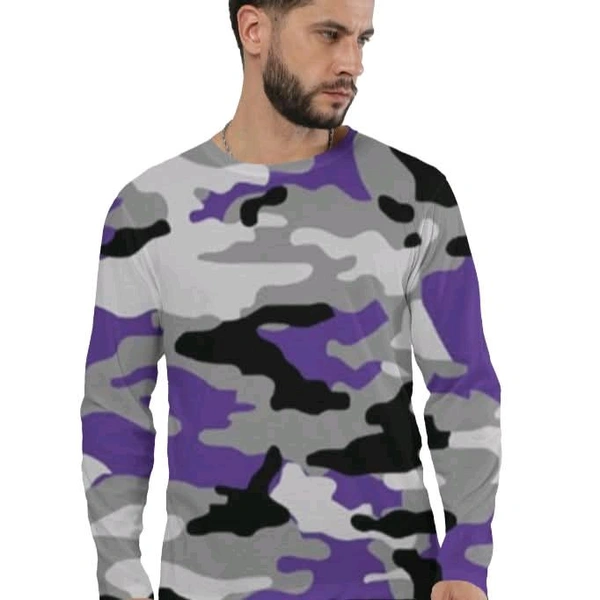ROSEVERA Full Sleeve Tee – Camouflage Pattern - XS, Purple
