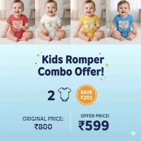 ROSEVERA Kids Rompers Combo (Pack Of 2) - 0-5 month, Red and sky-blue