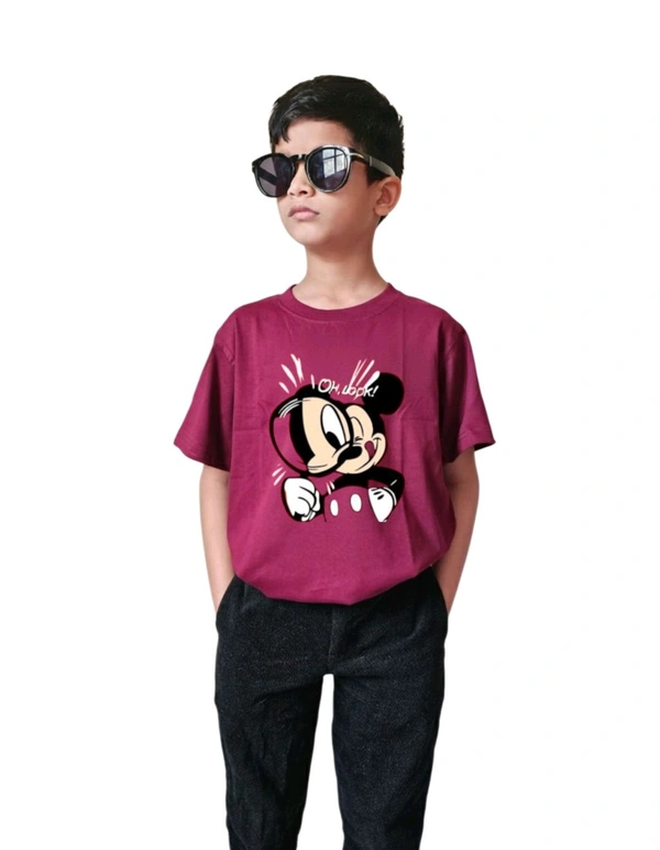 ROSEVERA Classic Crew T-Shirt β Mickey Mouse Design πβ¨ - 11-12, Maroon