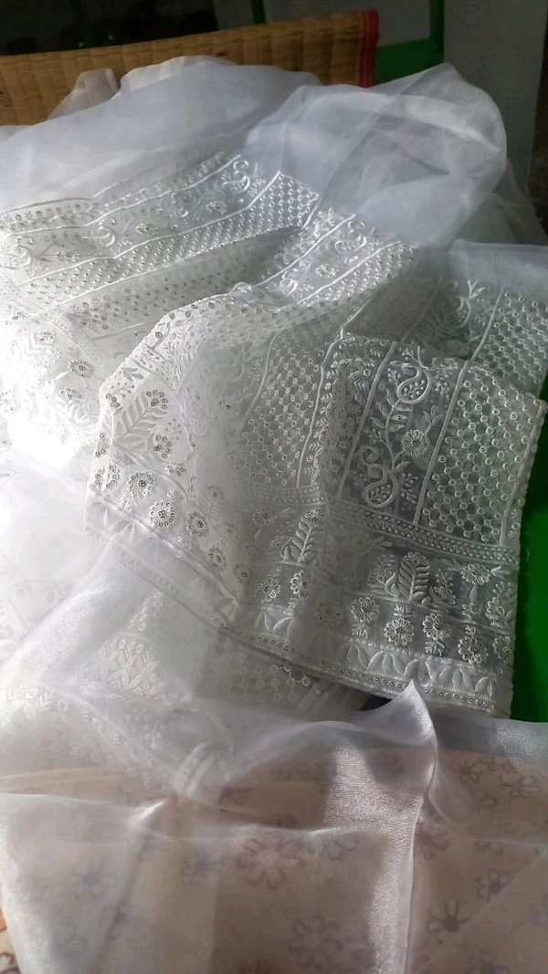Organza White Saree - White