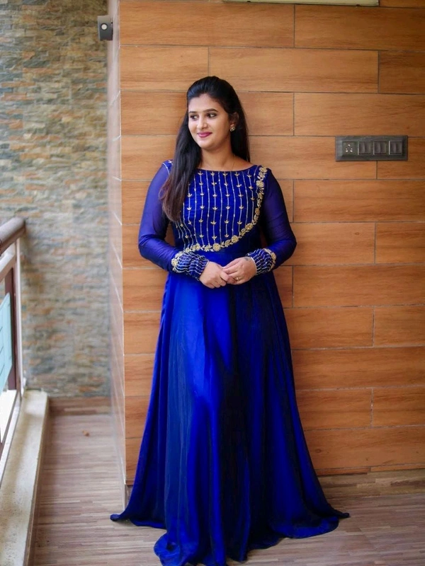 Blue Embroidery Sequin Gown
- Blue, XXL