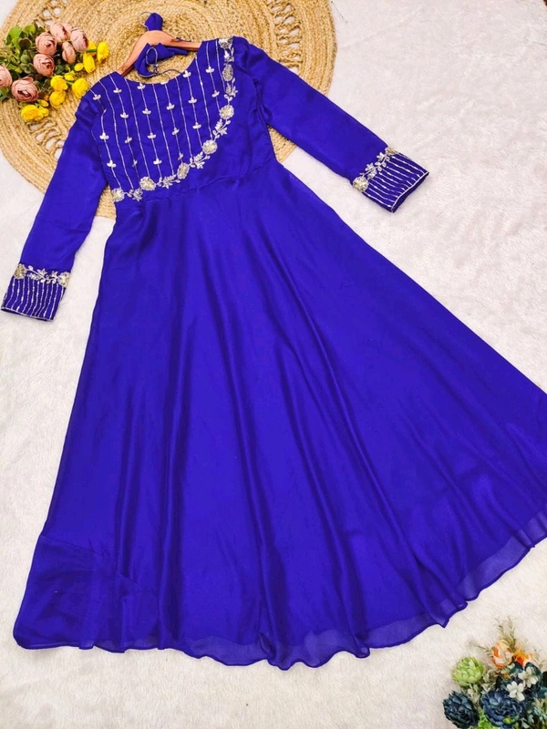 Blue Embroidery Sequin Gown
- Blue, XXL