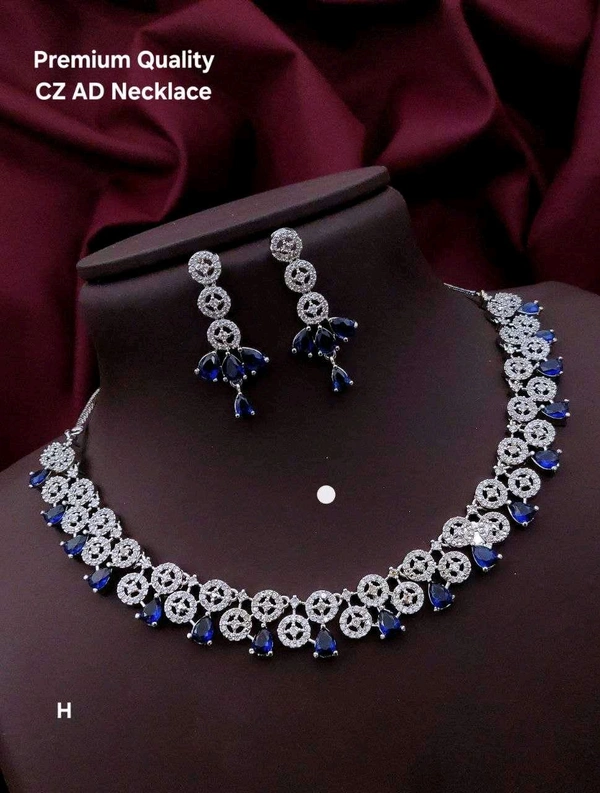 Premium Brass Jewellery Set - Navy Blue