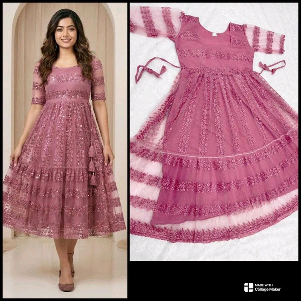 Elegant Heavy Net Embroidered Kurti – Palloma Collection
- Rose Gold, S