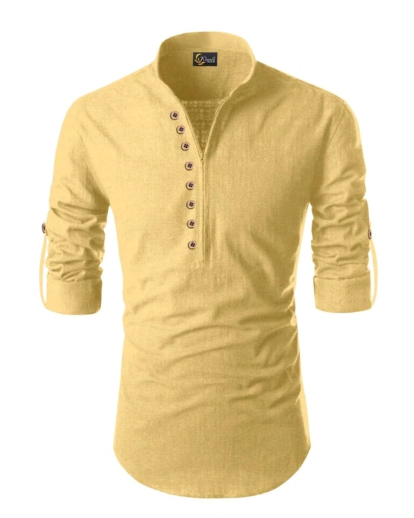 Premium Men's Heavy Cotton Full-Sleeve Shirt - mustard yellow, XL