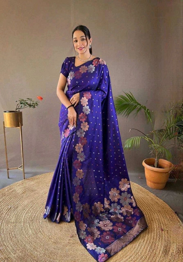 Banarasi Soft Silk Saree - Deep blue