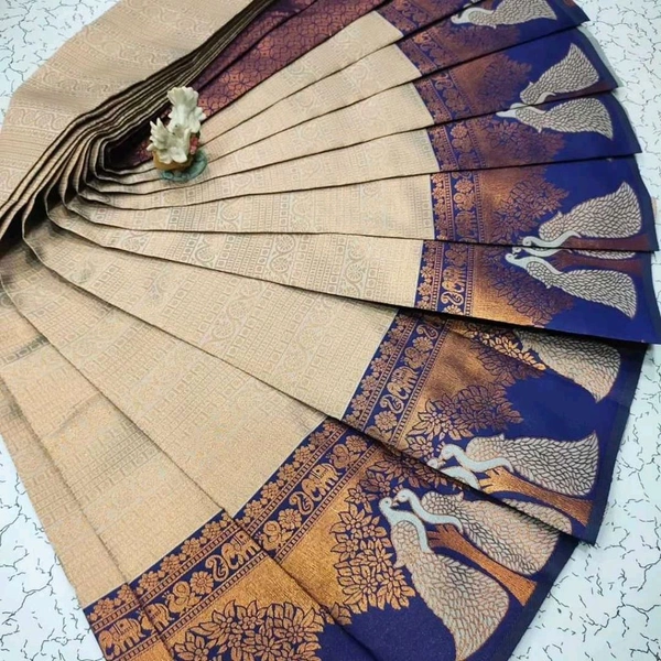 Banarasi Soft Silk Saree - Navy Blue