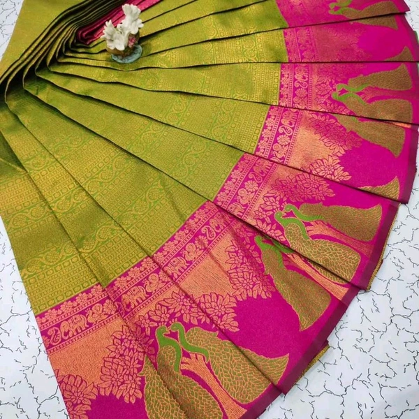 Banarasi Soft Silk Saree - mehndi