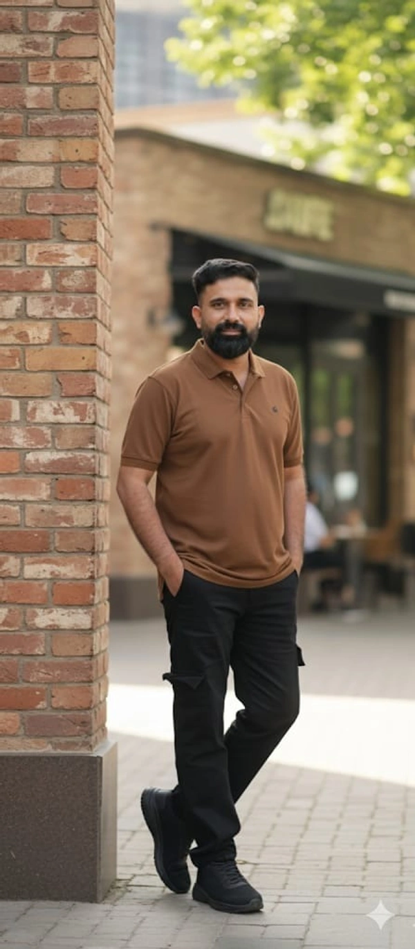 ROSEVERA Men’s Polo T-Shirt – Classic Fit - Brown, M
