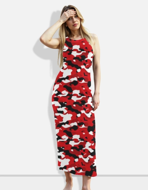 ROSEVERA Bodycon Dress-Camouflage - L, Red