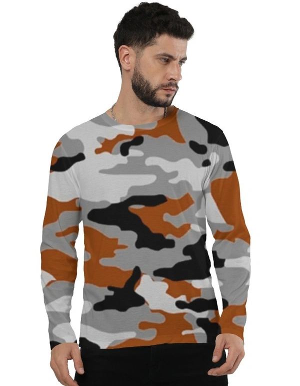 ROSEVERA Full Sleeve Tee – Camouflage Pattern - L, Brown