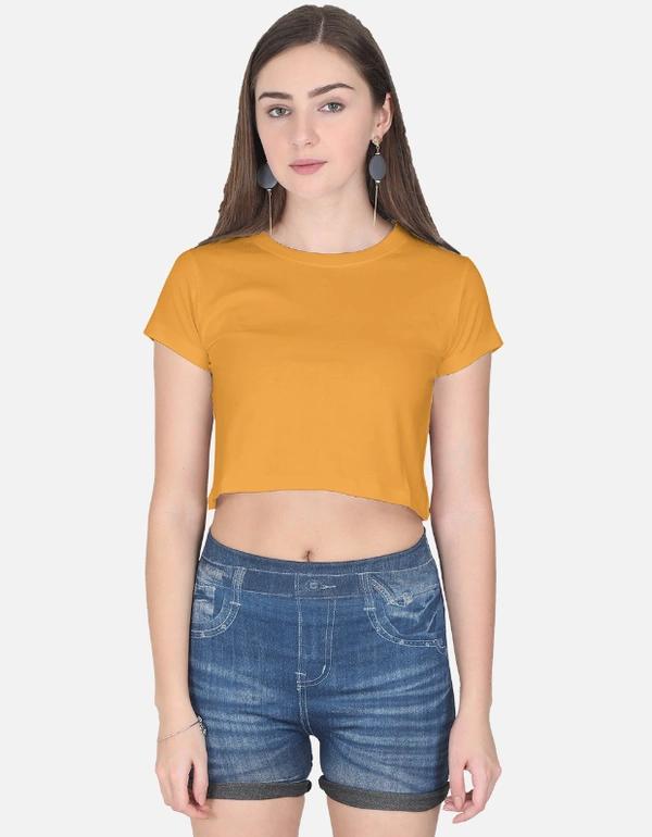 ROSEVERA Crop Top ( Plain) - L, Golden yellow