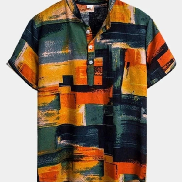 Mens Shirt  - gree, red, blue, , *Catalog Name:* Polycotton Printed Half Sleeves Regular Fit Casual Shirts Vol-9*Details:*Description