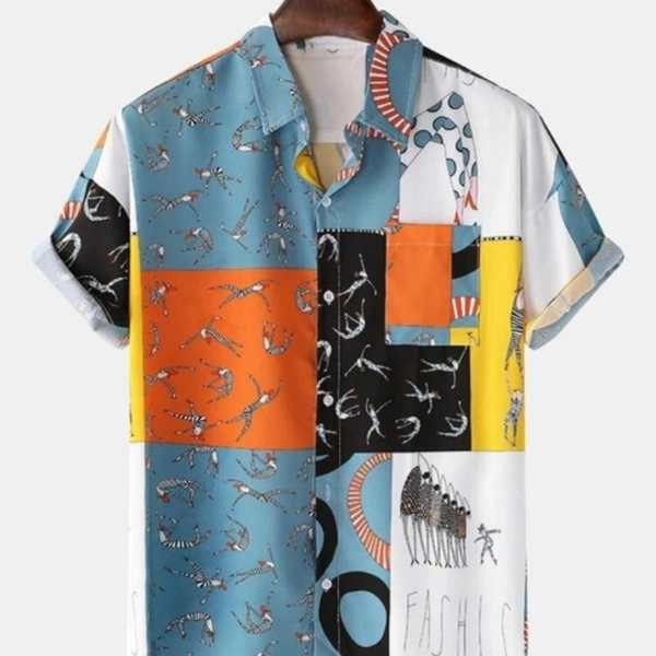 Mens Shirt  - gree, red, blue, , *Catalog Name:* Polycotton Printed Half Sleeves Regular Fit Casual Shirts Vol-9*Details:*Description