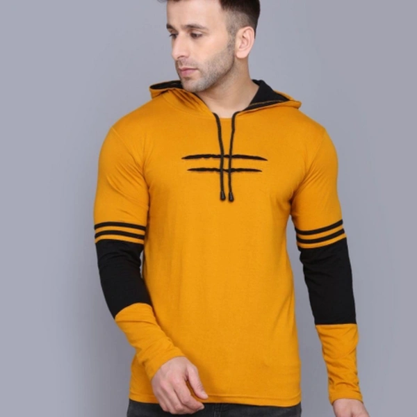 Mens Tshirt  - green, blue, red, *Catalog Name:* Cotton Solid Full Sleeves Hooded T-Shirt Vol-2*Details:*Description: It has 1 Piece 