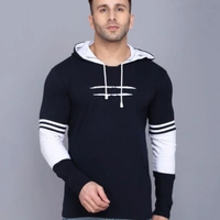 Mens Tshirt  - green, blue, red, *Catalog Name:* Cotton Solid Full Sleeves Hooded T-Shirt Vol-2*Details:*Description: It has 1 Piece 