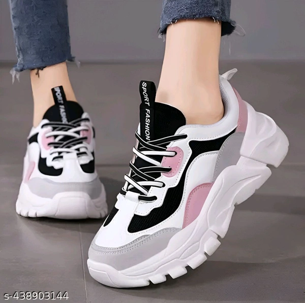 New classy, trending and multy colour sports and casual sneakers for women and girls - White, 5