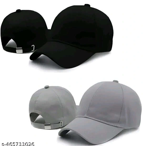 NP Brand  BLUCAPS Plain Baseball Sport Cap For Men Boys & Women Pack Of 2 (Grey & Black 