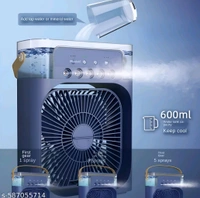 Mini air cooler for home/office/travel with 3 speed fan &1/2/3 hours timer, 7 colour LED light  - Black