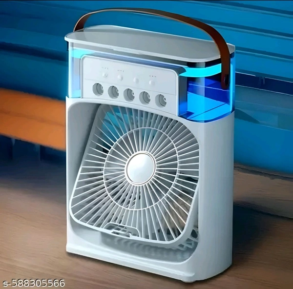 Mini air cooler for home/office/travel with 3 speed fan &1/2/3 hours timer, 7 colour LED light  - White