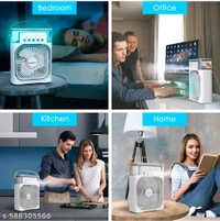 Mini air cooler for home/office/travel with 3 speed fan &1/2/3 hours timer, 7 colour LED light  - Black