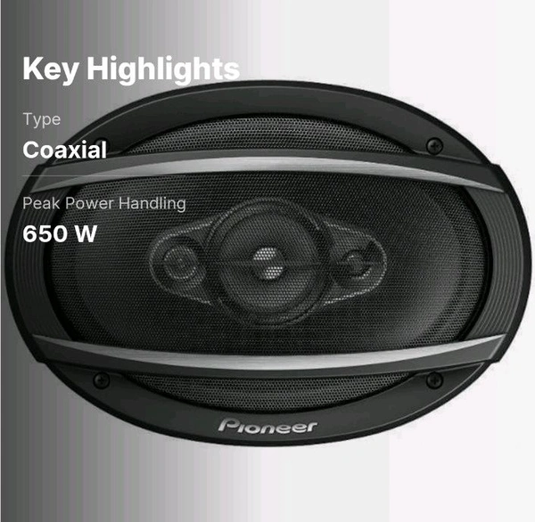 Pioneer  TS-A941FH 6"x9" 650W Max 4-Way Coaxial Car Speaker set. 