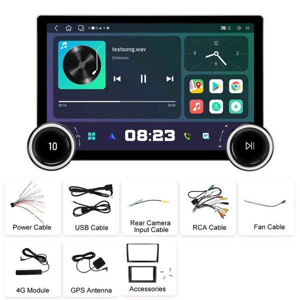 Universal Diamond 2K 11.8 Inch Android Car Stereo Dual Knobs | 4GB RAM | 64GB ROM | Wireless Apple CarPlay | Android Auto | 360 In-Built | 4G Sim Support | QLED Display | DSP | Wi-Fi | Octa Core CPU | Bluetooth | GPS Navigation Support | AHD Reverse Camera