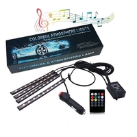 Atmosphere Lights with 12x4 LED Strip Light 48 LEDs, DC 12V Multicolour Interior Ambient Lighting Kit Featuring Sound Active Function, Wireless Remote Control Works for All car