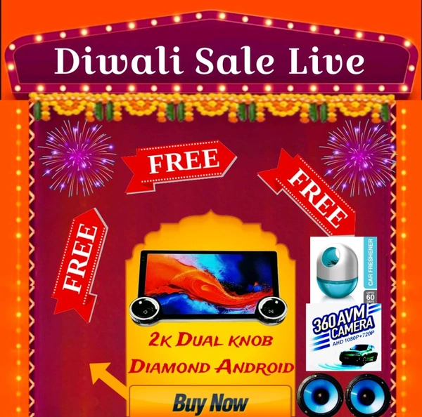 Diamond 2k Diamond Android Stereo Dual Knob With Frame And Wirings Kit + FREE GIFTS 