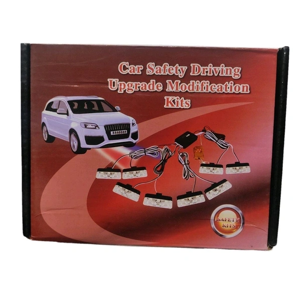 Perfect Infotainment 16 Mode Car Safety Driving Upgrade Modification Kit - 4 PCS LED Strobe Lights with Flasher Controller (White + Police/Amber Flash)