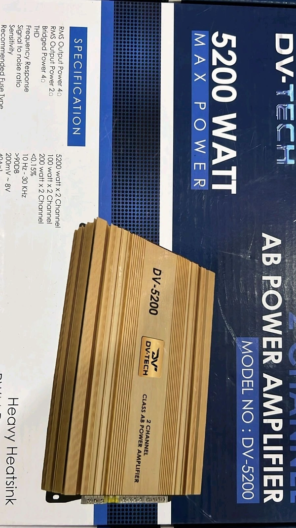 Dv-Tech DV-TECH DV-5200 2 Channel Car Audio Power Amplifier – 80W RMS x2 | 5200W Peak | Class AB High Power Car Amp