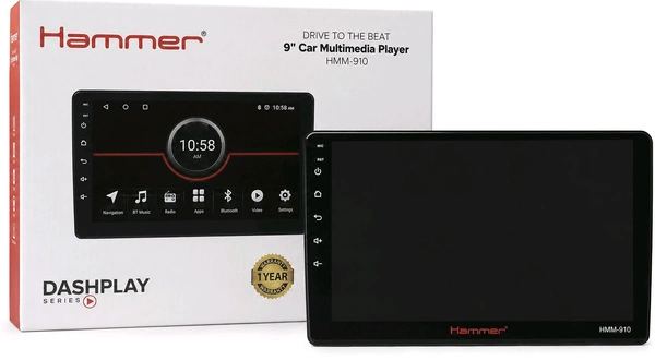 Hammer HMM-910 9 Inch 4/64 Android Car Multimedia Player | Touchscreen Display | Bluetooth | Navigation | USB/FM Support