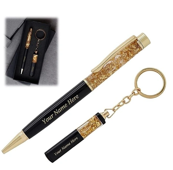 Personalized Pen & Keychain, Best Gift For Everyone, Multicolor - Black
