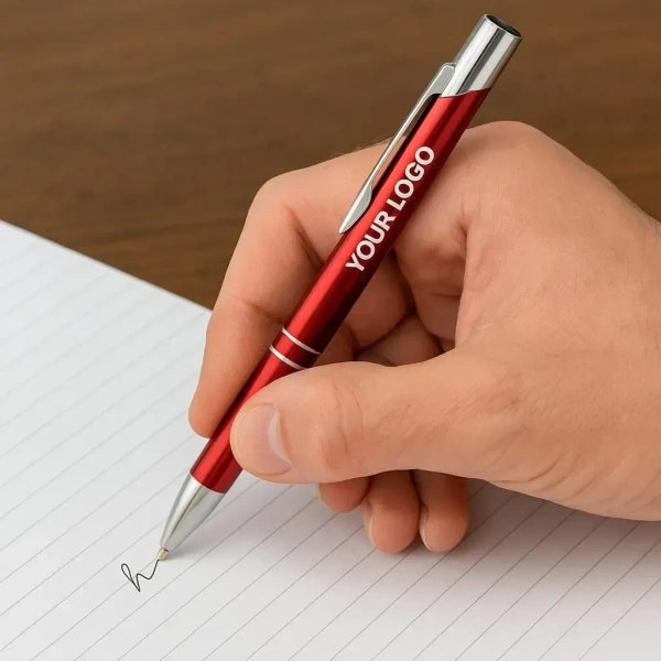 AMBARA PRINTS Personalized Pen with Full Black Body & Silvery Clip, Best For Gifting, Corporate Gifting - Red