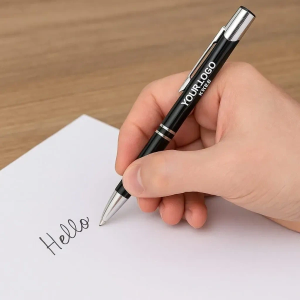 AMBARA PRINTS Personalized Pen with Full Black Body & Silvery Clip, Best For Gifting, Corporate Gifting - Black, 40g