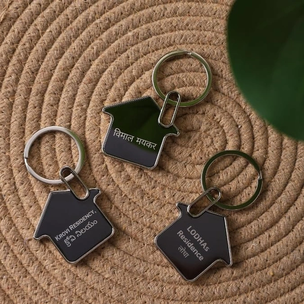 Home Shaped Double Sided Metal Keychain  - 50g
