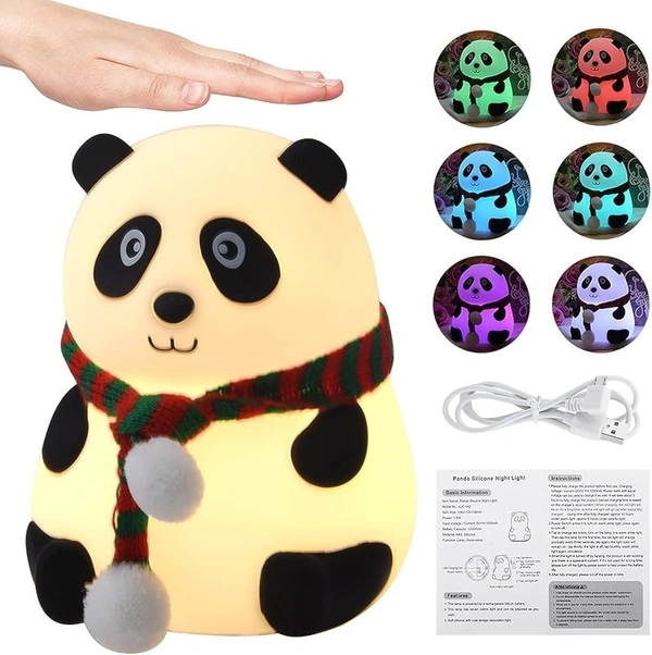 AMBARA PRINTS Panda Night Light, for Kids- Rechargeable Silicone LED Lamp