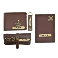 Personalized Nexon Leather All in One Men's Combo (4 pcs) - Brown - Brown