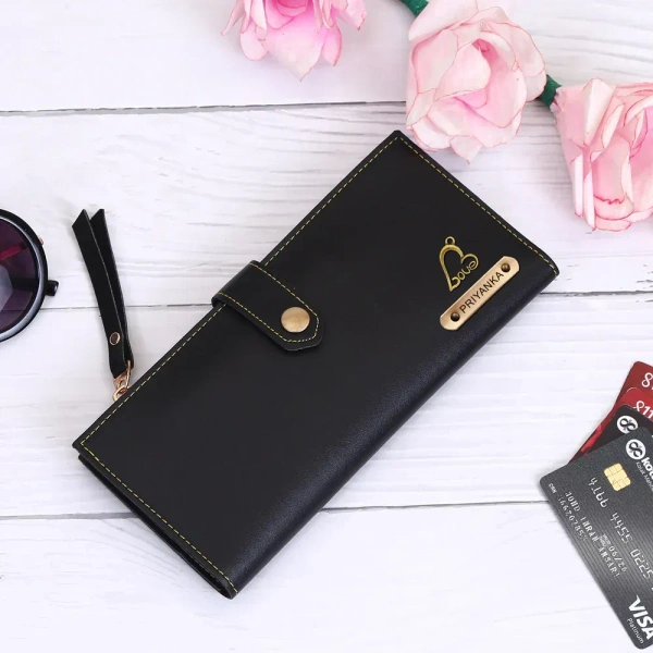 Personalized Clutch With Name & Charm - Black - Black