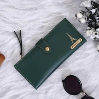 Personalized Clutch With Name & Charm - Green - Dark Green