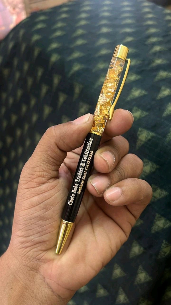 AMBARA PRINTS  Customized Gold flake Pen 