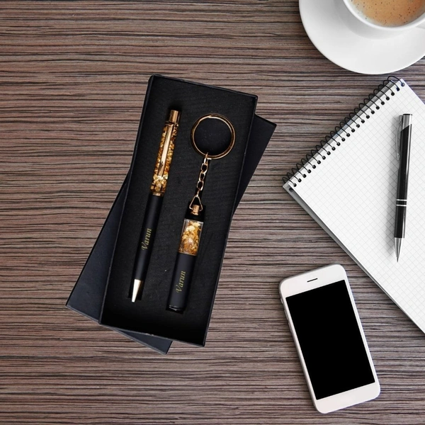Personalized Pen & Keychain, Best Gift For Everyone, Multicolor - Black