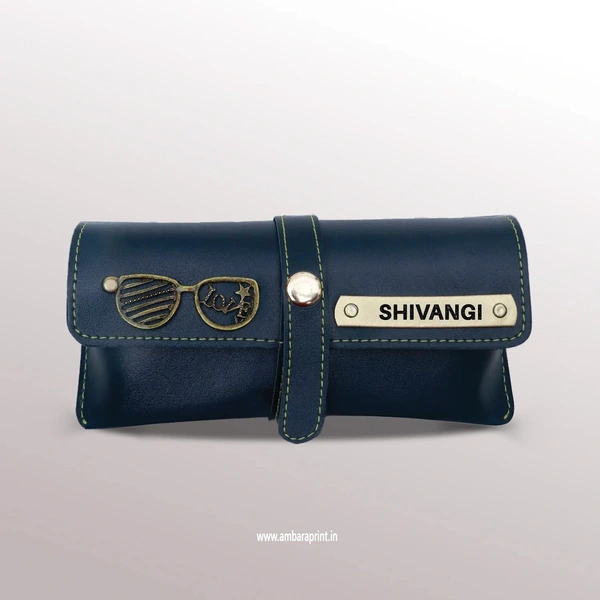 Personalised PU Leather Goggle Case - Classic Finish - Navy Blue