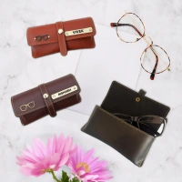 Personalised PU Leather Goggle Case - Classic Finish - Black