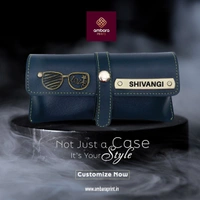 Personalised PU Leather Goggle Case - Classic Finish - Navy Blue