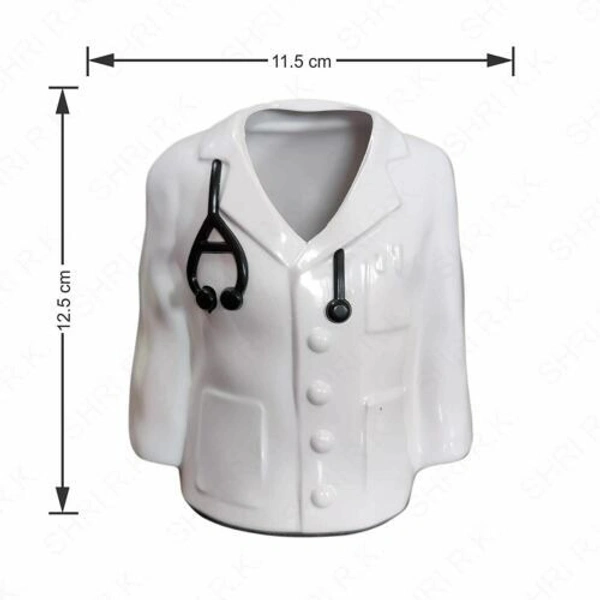 AMBARA PRINTS Doctor Coat Pen Stand For Study, Desk And Office Table - White