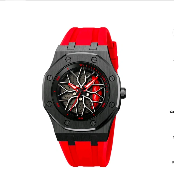 Skmei Quartz Analog Dial Silica Gel Strap Watch for Men - 2359
 - Red