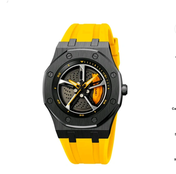 Skmei Quartz Analog Dial Silica Gel Strap Watch for Men - 2359
 - Gold