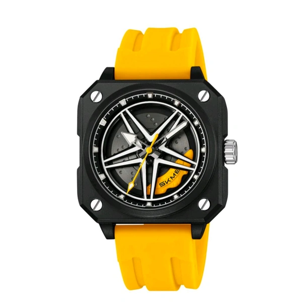 Skmei Quartz Analog Dial Silica Gel Strap Watch for Men - 2362 - Yellow