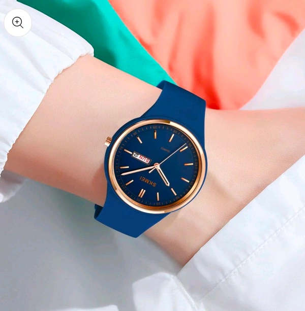 Skmei Quartz Analog Purple Dial Silicone Strap Watch for Women - 1747 - Navy Blue